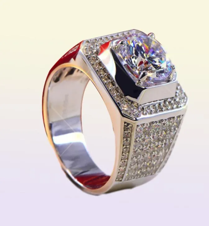 3ct Solid 925 Silverl Silver Wedding Anniversary Moissanite Sona Diamond Ring Engagement Banda de moda Jóias Mulheres Presente Drop8043804