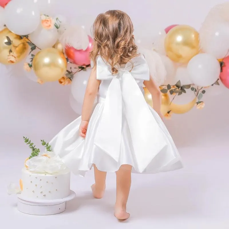 Girl Dresses Summer Dress Dress Bow Princess 1 ° compleanno Battesimo per bambini per bambini Born Borning Wedding Girls Cloods