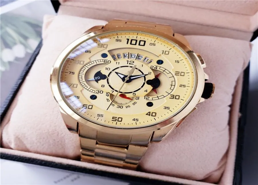 Brand Designer Mens Watch tag HEU Luxury mens watch steel belt fashion retro gold watches carved Philip man casual Wristwatches2320005