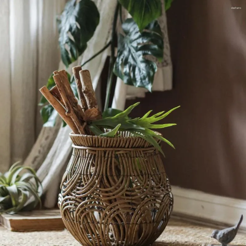 Vasi decorazioni per vaso di fiori simili a rattan pianta stoccaggio vintage bed blice biliarllio soggiorno