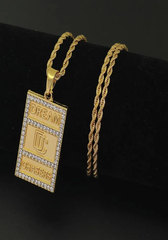 Nowy mały rozmiar łańcucha ze stali nierdzewnej biżuteria biżuteria Dreamer ściganie Letter DC Wisiorty Hip Hop Naszyjniki 5572297