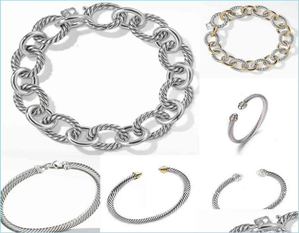 Guldkedjearmband Kvinnor Bangle Jewelry Mens Dy Trend Charm Designer Women Platinum Ed Wire Armelets Round Plated Head Fas1144432