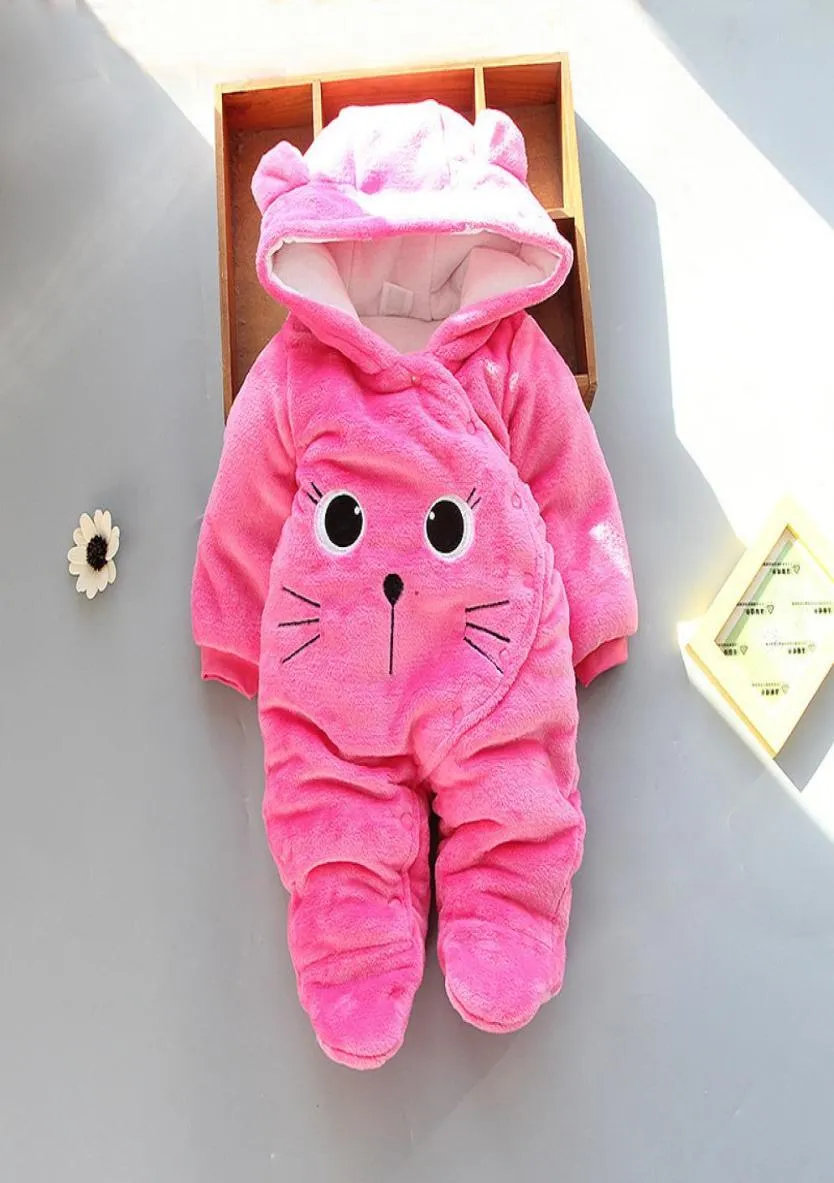 Baby Rompers Winter Noworodowe odzież Todder Infant Cartoon kombinezon Romper Babies Zakapturze Rompers Nowonarodne zimowe ubrania snowsuit4437475