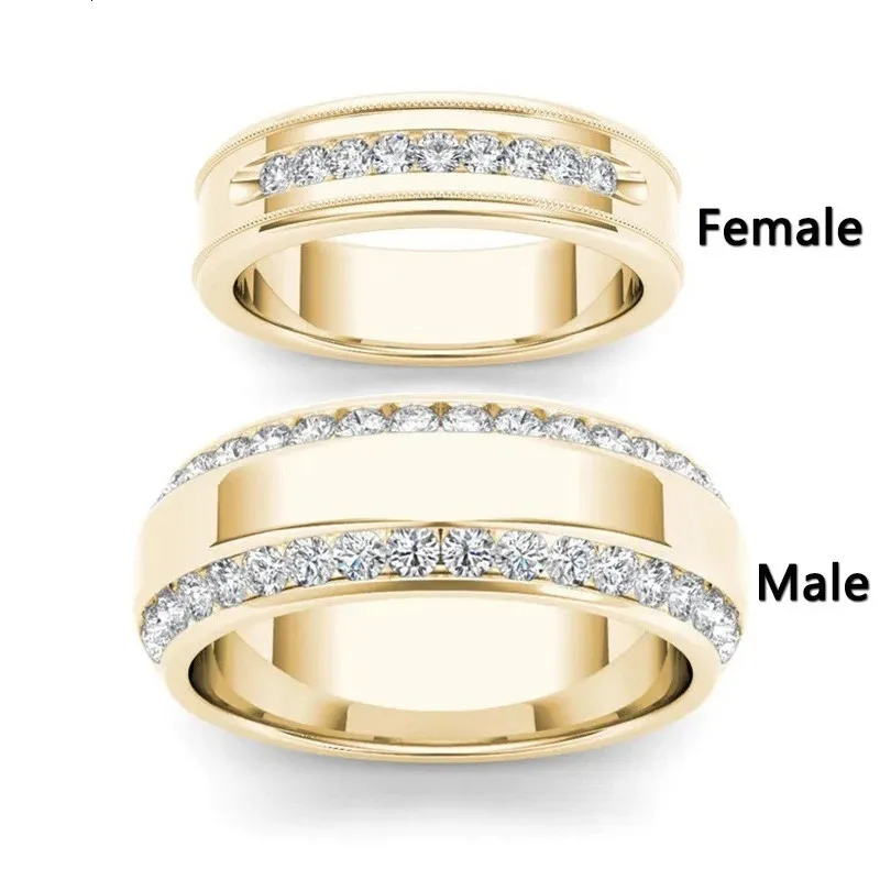 Hoyon deux couples de couleur en or 14K ANNAUX MODIALES FONCTIONNEMENTS Simple Double Row Diamond Rrite pour hommes et bijoux pour femmes 240401