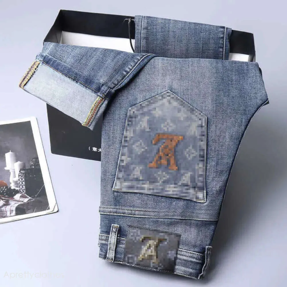 Lves Männer lila Designer europäischer Herbst und Winter Neues Produkt hochwertige Fit kleine Fuß lange Hosen Trendige Jugend Jeans Lousis Vouton Taschen 57