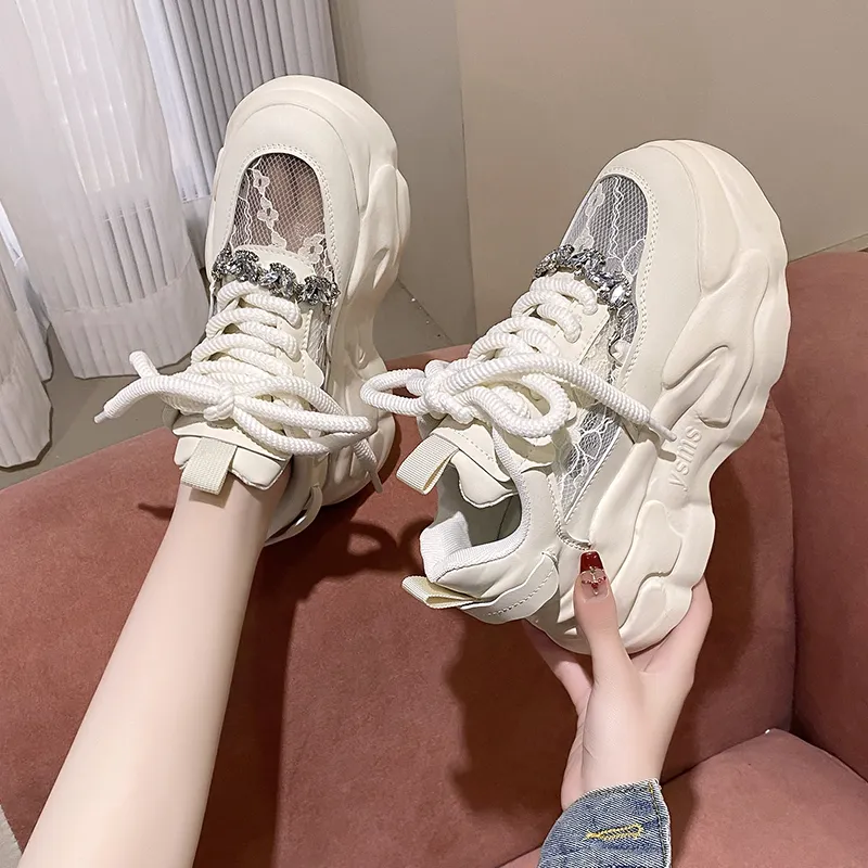 DHgate.com:Breathable Lace Up Chunky Sneakers with DHgate.com:Breathable Lace Up Chunky Sneakers with