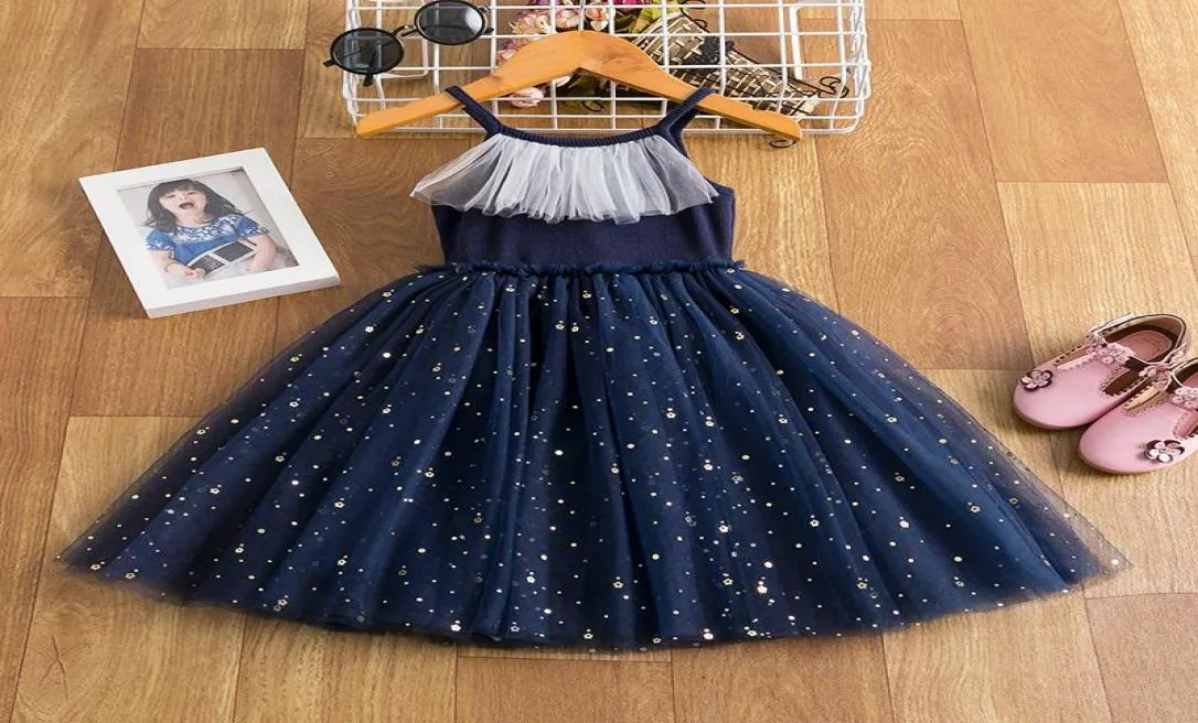 Girl039 Abite di stelle con paillettes per bambine abiti casual per bambini festa della principessa costume eleganti abiti estivi 39991466