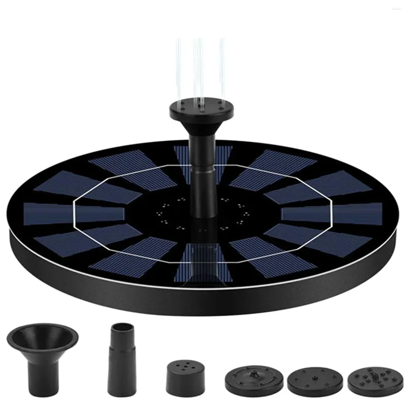 Trädgårdsdekorationer Solar Fountain Pump 2.5W Circle Floating Water Fountains Inbyggda batterisäkerhet med 6 munstycken