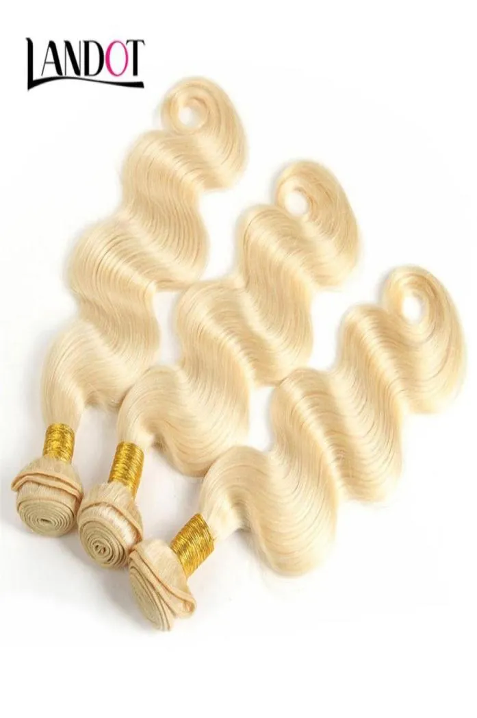 9a Bleichmittel blonde Farbe 613 Brasilianische Jungfrau Haarwebebündel Körperwelle peruanische malaysische indische 100 menschliche Haarverlängerungen Can969017313