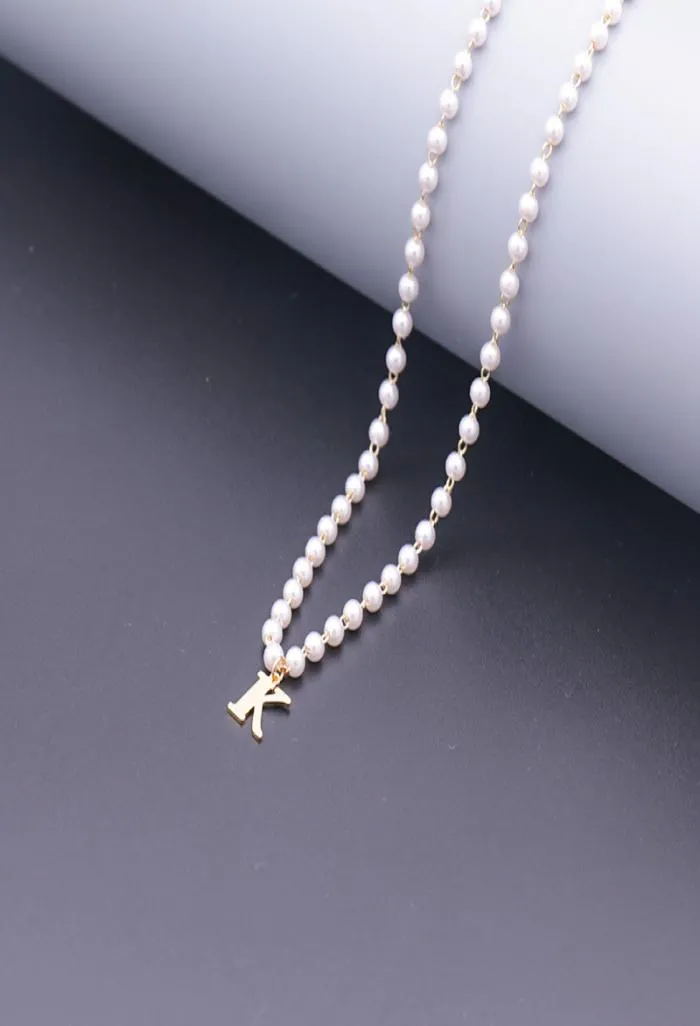 Inledande AZ Letter Namn Pendant Pearl Necklace Charm smycken Brudtmaid eller Flower Girl Gifts4353231