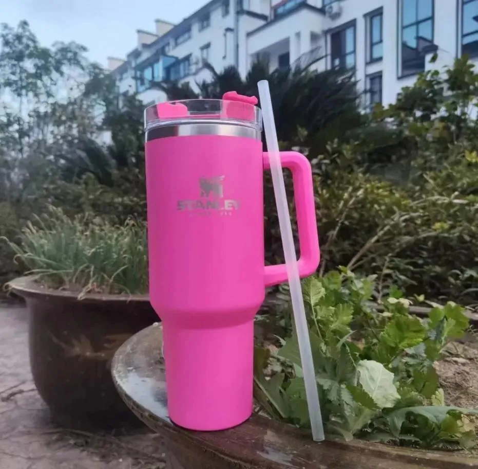 tazas de 40 oz de acero inoxidable con tráfico de logotipo tapa de paja gran capacidad taza de cerveza botella de agua recubrimiento de campamento al aire libre