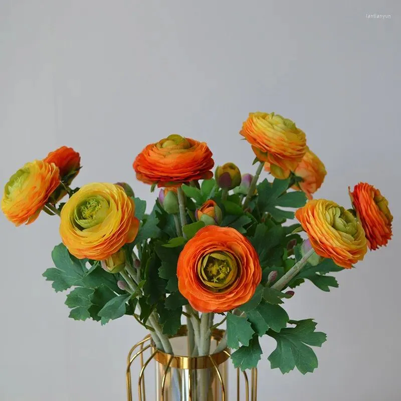 Decorative Flowers European Simulation Flower Oil Painting Color 2 Head Lu Lian Home Arrangement Table Living Room