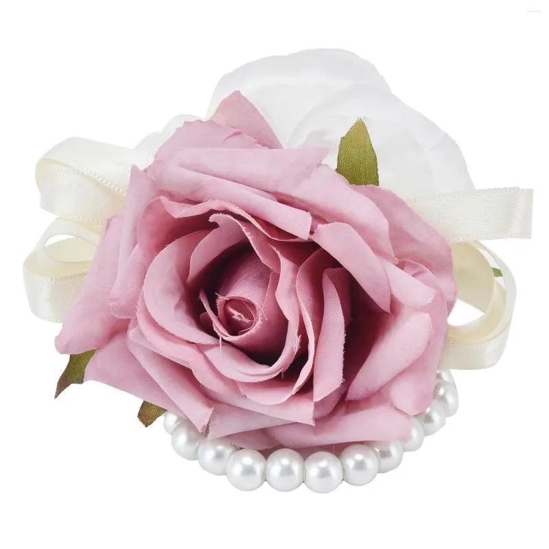 Dekorativa blommor Brudtärna Bridal handledsblomma konstgjorda corsage armband för bröllopsdag dekoration