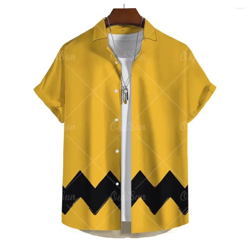 Męskie koszule mody żółtobordzewna hawajska koszula towarzyska dla mężczyzn Camisas casuais letnie ubranie 3D Druku