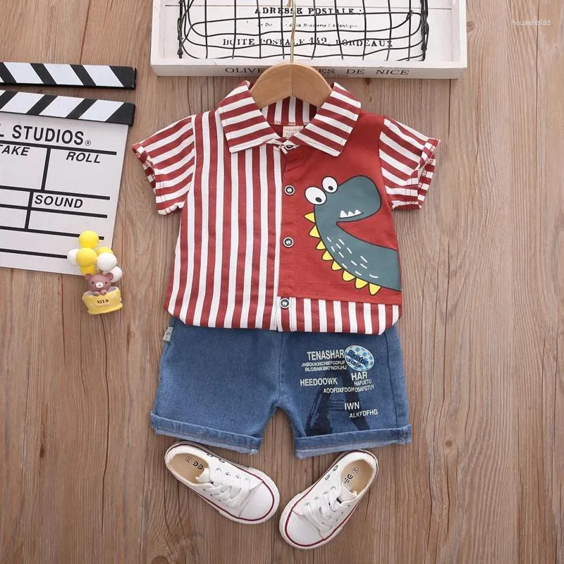 Vêtements Ensembles Ienens Baby Clothes Child Boys Garmands Short Short Short Kids Striped Blouses Boy Tenues 1 2 3 4Y