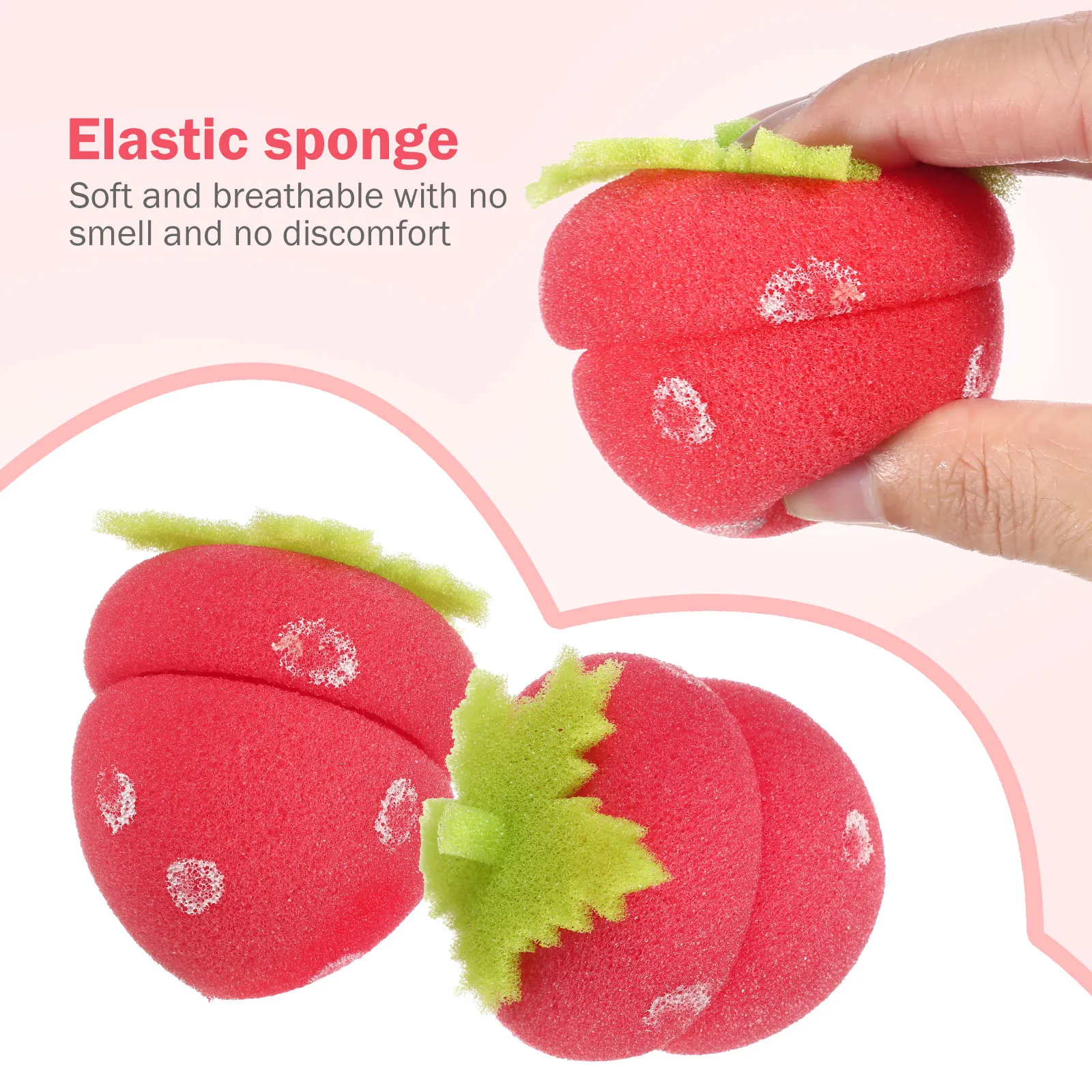12-Pack Strawberry Hair Rollers | Voluminous Curls | Heatless Overnight Styling