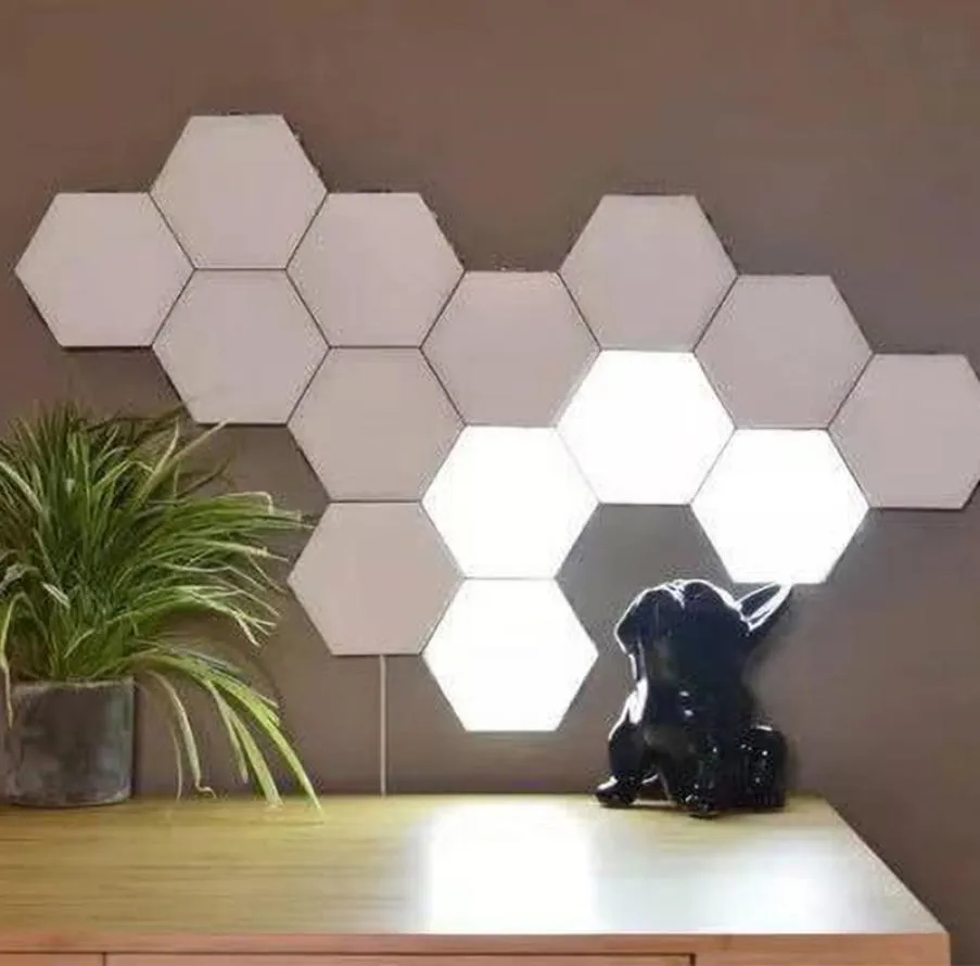 3510 st DIY Wall Lamp Touch Switch Quantum LED Hexagonal Lamps Modul Creative Decoration White Lampara Home Decor9726466