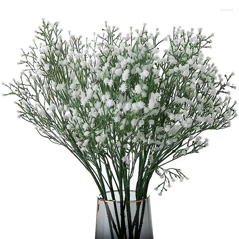 Dekorative Blumen Plastik Künstlicher Bouquet weiße Gypsophila DIY Home Hochzeit Balkon Babybreath Outdoor Dekoration gefälschte Blumenfahrzeuge