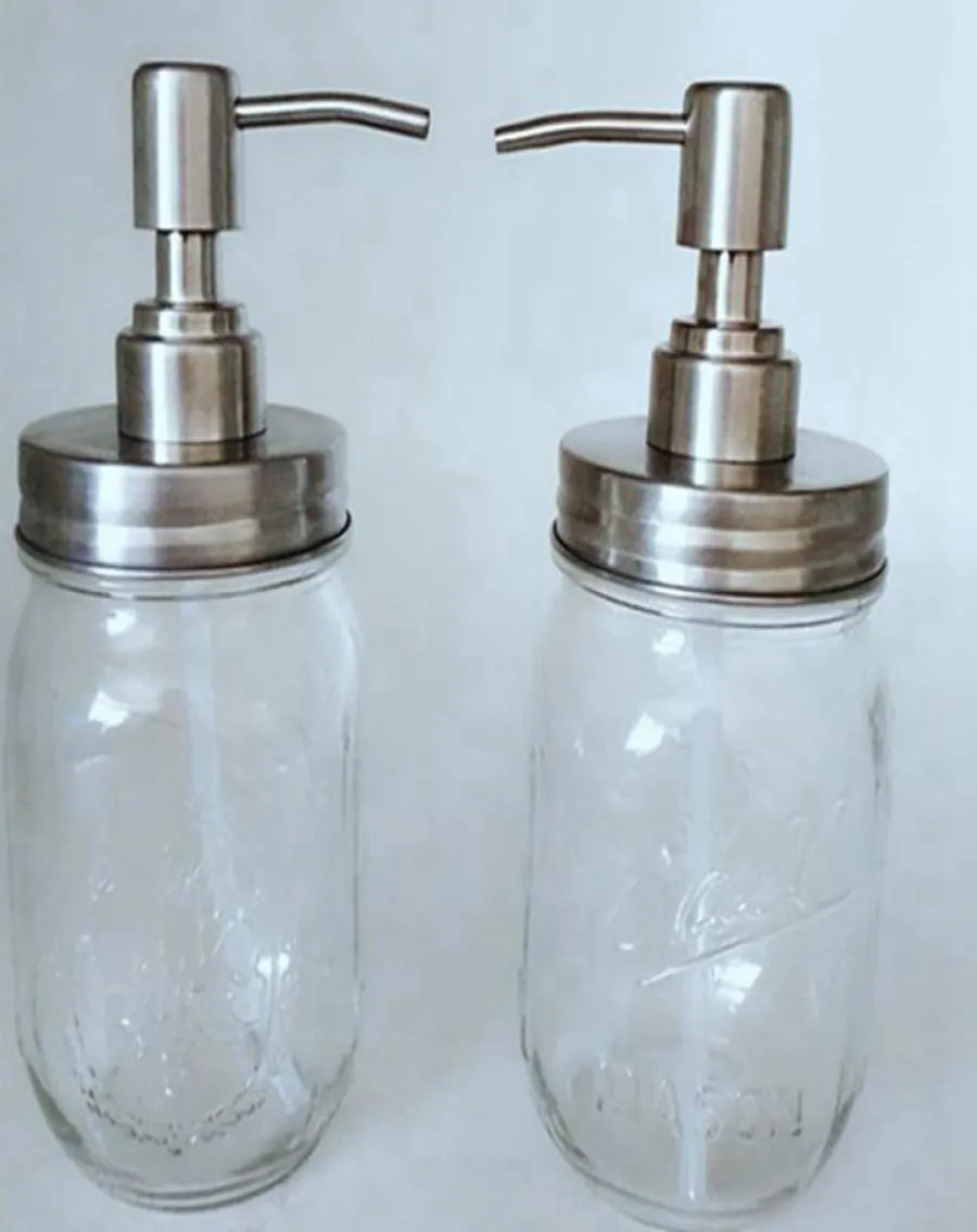 480ml Mason Jar Soap Dispenser Clear Glass Jar Soap Dispenser with Rust Proof Stainless Steel Pump Liquid Soap Dispenser KKA82913344621