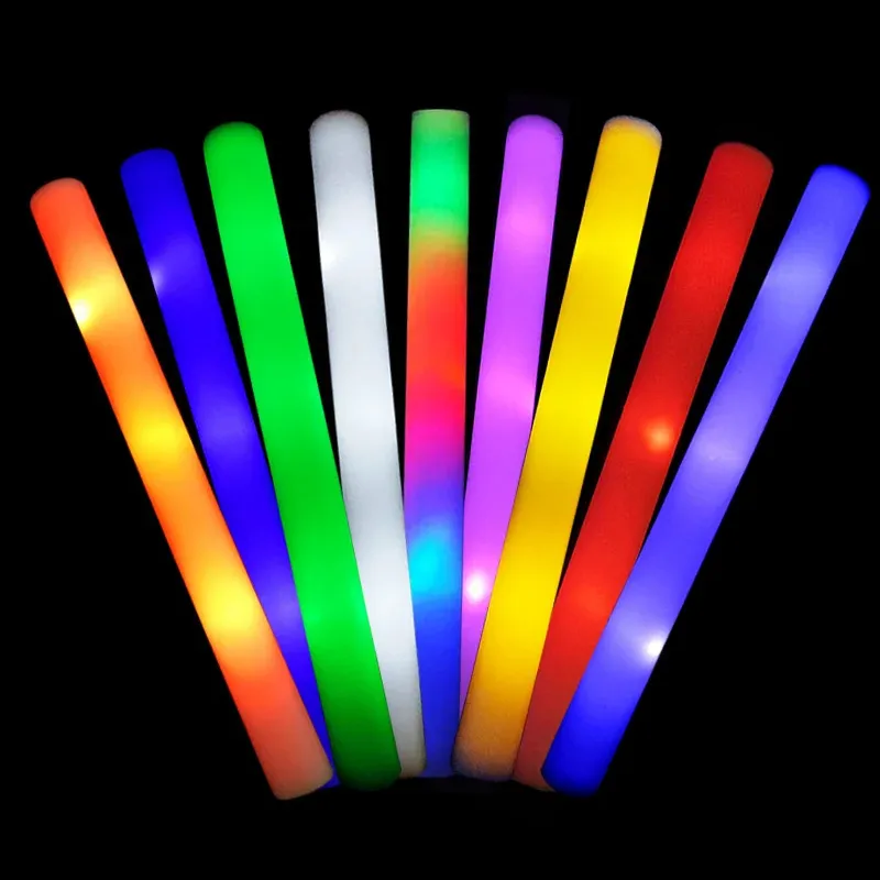 60pcs LED LED Glow Sticks Light Up Glow Foam Stick Decoration for Glow in the Dark Party Flashing Heaf Tube 240401