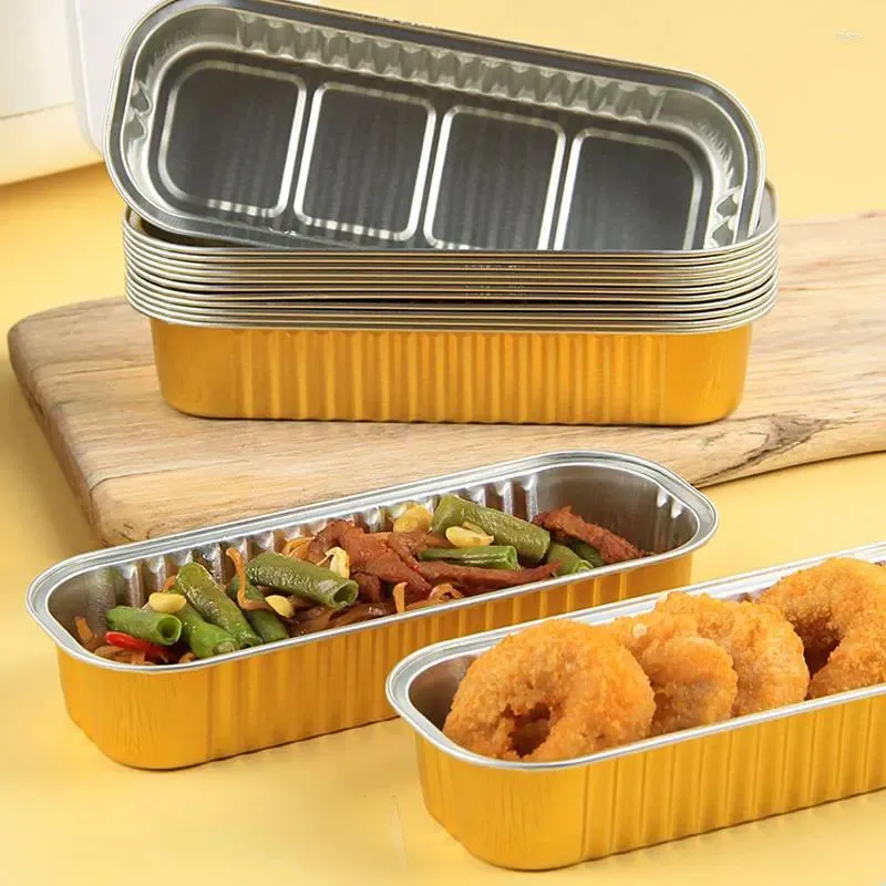 Saque contenedores 50 piezas de aluminio bandeja para comida para comida de aluminio alimento para alimentos envases desechables contenedor de contenedor almacenamiento para la parrilla de horno de freidora de aire