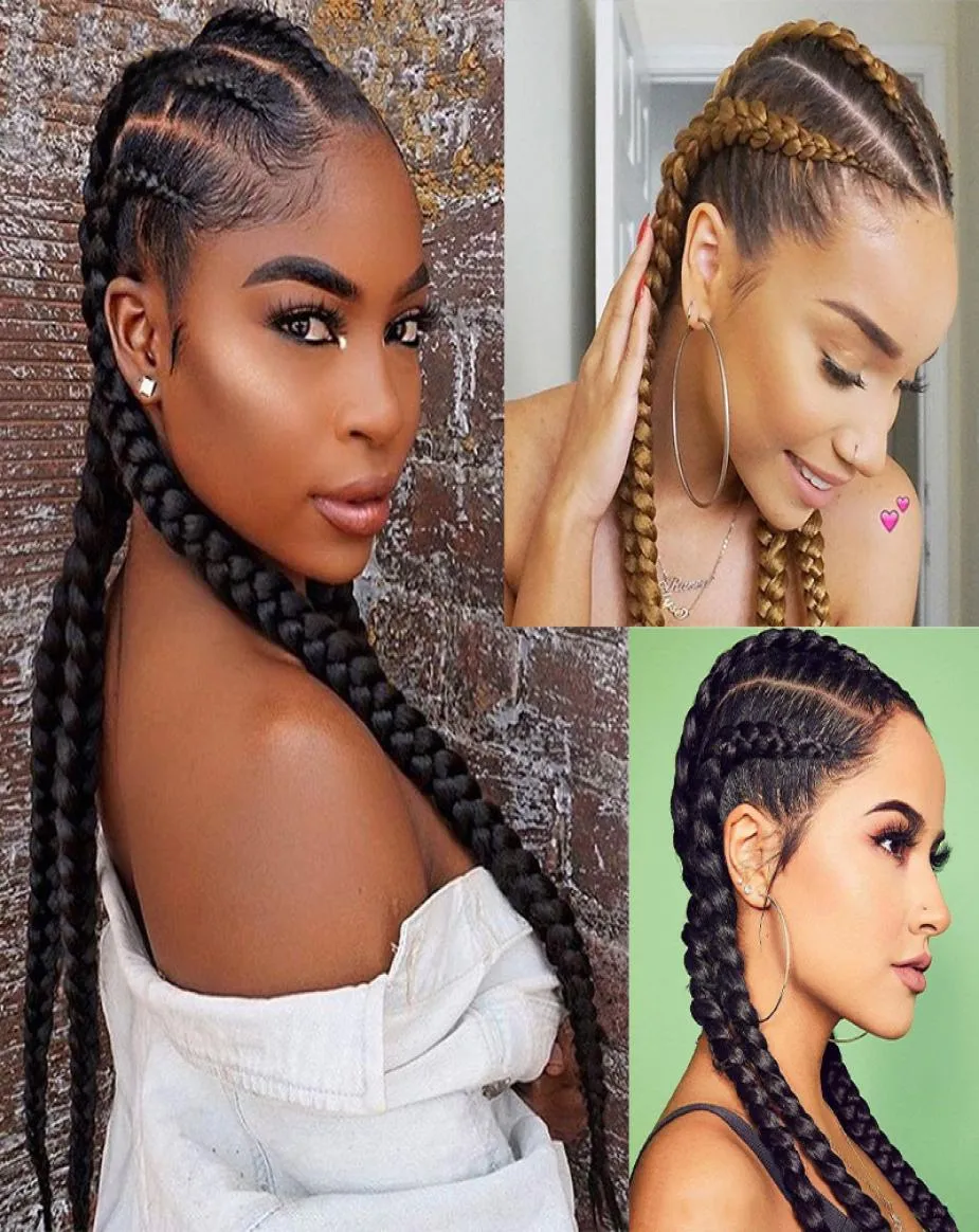 Dilys en dentelle Perruques avant Perruques tressées pour les femmes noires Tresses cornrows synthétiques Perruques en dentelle avec tresses de coiffure pour bébé 28 pouces2957679