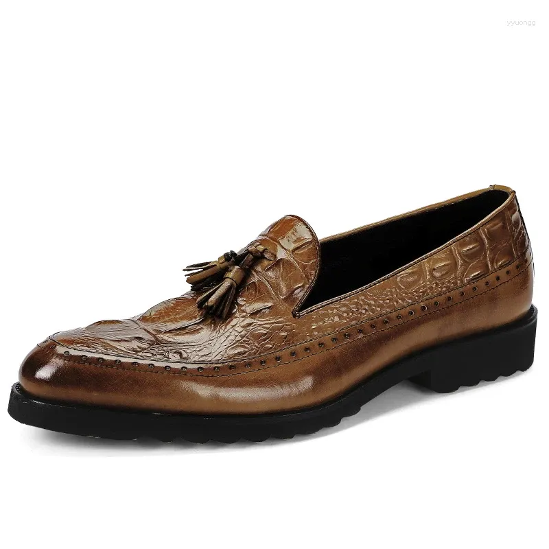 Chaussures habillées hommes Mandards en cuir authentiques de haute qualité Vintage Slip sur Oxford Mocassin Homme Delocrd