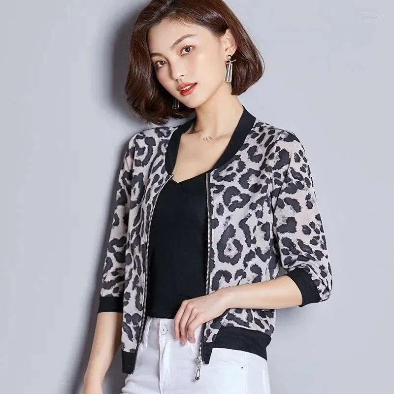 Damenjacken Print Frauen Jacke dünne Mantelständer Langarm Bomber Casual Tops Frau Großgröße Ladies Coats L209