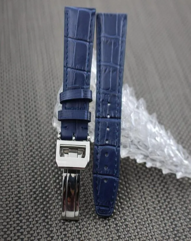 Läderklocka Rems Blue Watch Band med Spring Bar för IWC 3698547