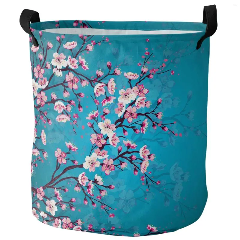 Worki do prania Cherry Blossom Plum Branch Różowy kwiat Składany koszyk Duża pojemność wodoodporna organizer dla dzieci torba zabawek
