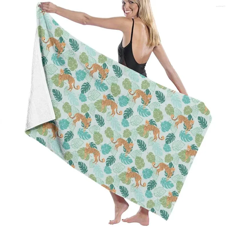 Serviette tropicale Cheetah maison salle de bain ménage microfibre solide les cheveux secs rapides femmes / homme visage absorbant