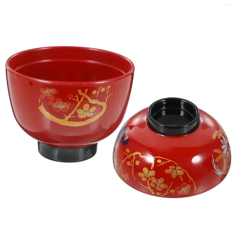 Set di stoviglie ciotole zuppa coperchi di riso giapponese rosato insalata contenitore coperchio che serve melamina sushi asiatico sushi pho