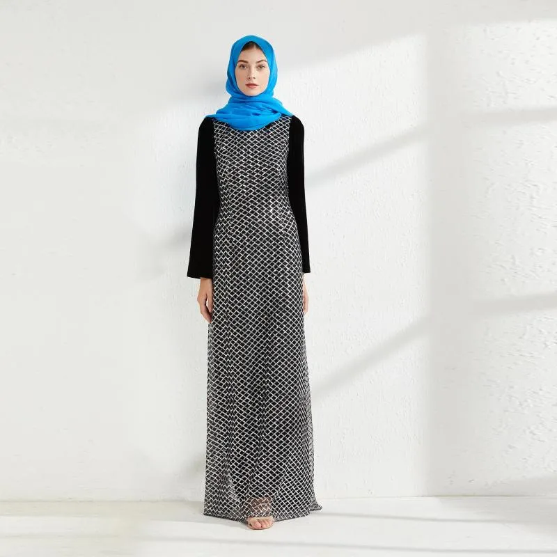 Parti Elbiseleri Müslüman Elbise Uzun Kollu Pullar Moda Zemin Uzunluğu İslami Yüksek Kaliteli Kadınlar