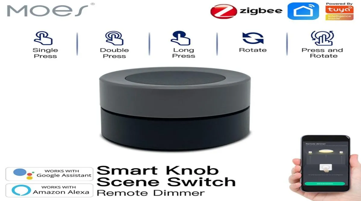 Moes New Tuya ZigBee Control SMART Knob Switch Wireless Scen Switch -knappkontroll Batteridriven automatiseringsscenario6375110