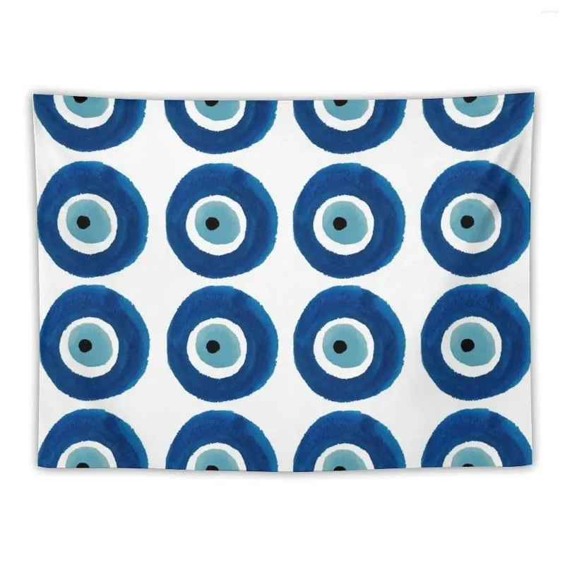 Tapestries Watercolor Evil Eye Pattern (Nazar) Dark And Light Blue Tapestry Decorative Paintings Decorations For Room Things To The