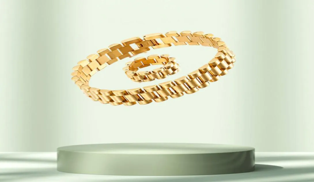 15 mm Männer Frauen Edelstahl Uhr Watch Band -Gurtkettenarmband Punk Watchband Armband Armbänder Ringe Gold Hiphop Armband BI3696568