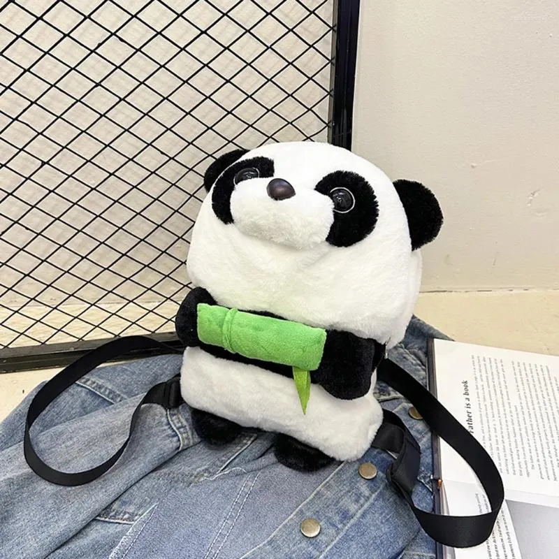 Sacs d'école Panda Animal mignon sac à dos décontracté en peluche à la mode de maternelle simple STRAP ALIGABLE SAG