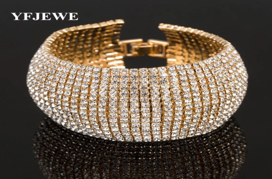 Yfjewe moda jóias de strassm de shinestone para mulheres clássicas de luxo Crystal Pave Bracelet Bangle Bangle Party Acessórios B1227311280