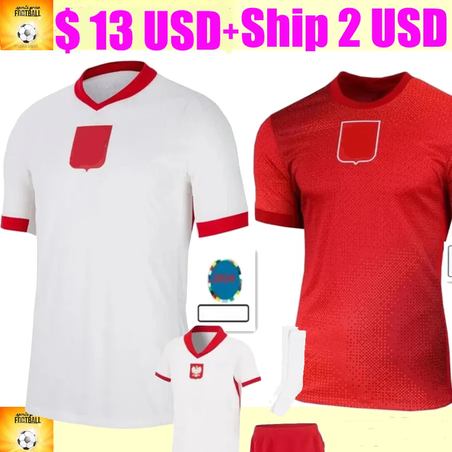 Polônia 2024 Lewandowski Soccer Jerseys Men Kit Kit Polonia 2025 Zielinski Milik Zalewski Szymanski Camisa de futebol polonesa Polen Uniform Boy 24 25 Pologne Bednarek