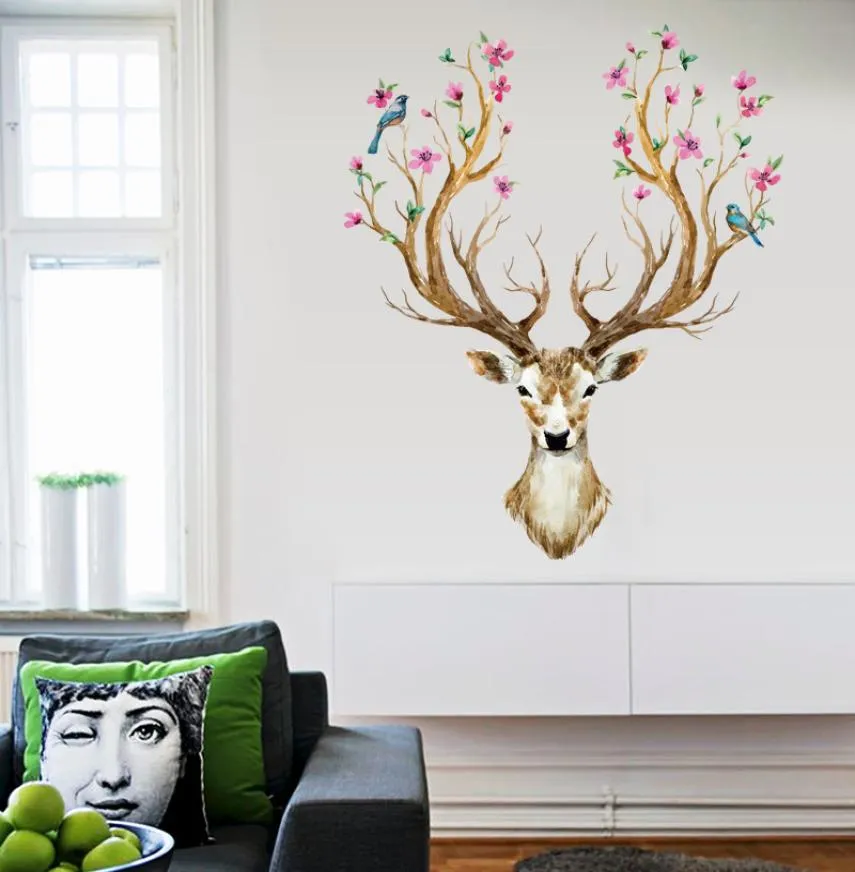Nowe świąteczne naklejki ścienne renifery do salonu sypialnia Sika Deer 3D Art Art Naklekarstwo Dekoracja domu Creative DIY Tapeta7686418
