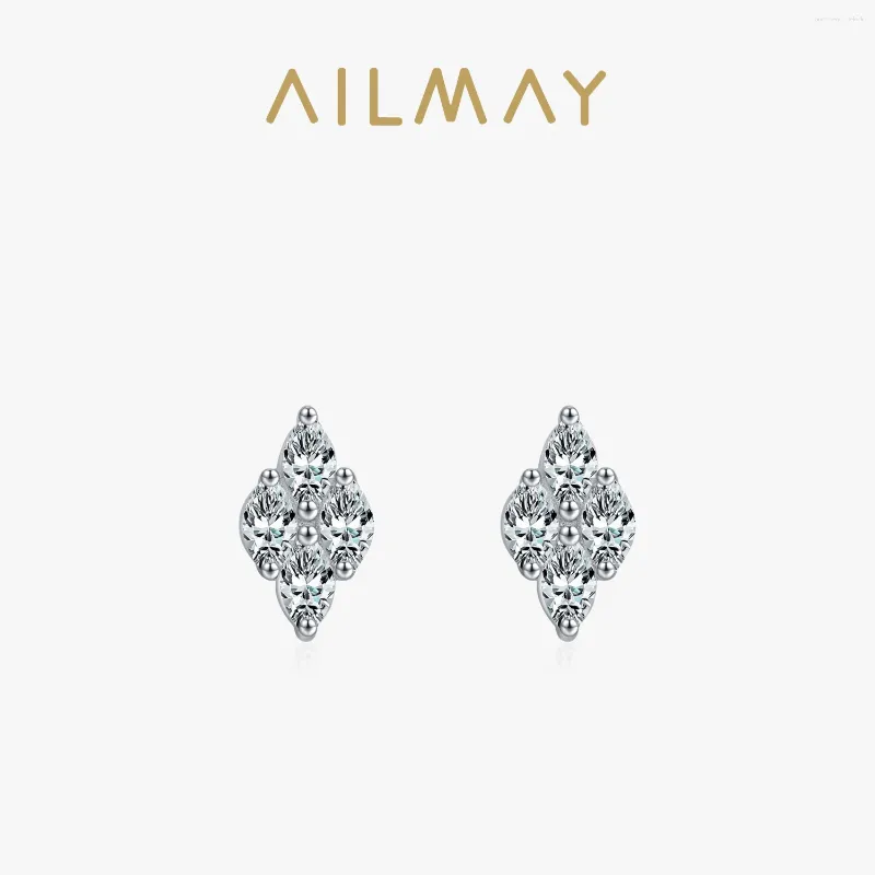 Boucles d'oreilles Ailmay Real 925 STERLING Silver Fashion Zircon en forme de cheval pour femmes Fine déclaration de bijoux Party Gift