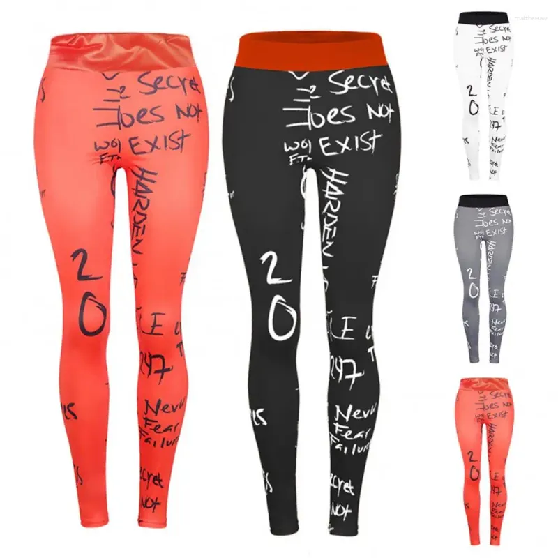 Leggings pour femmes lettres de yoga de yoga collants imprimés pantalon crayon minceur pour vêtements de sport
