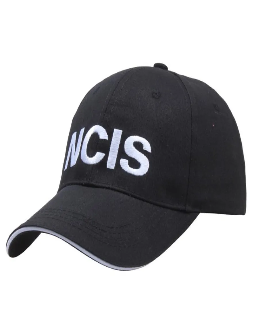 2022 Speciale agent NCIS Black Cap For Men Women Borduurbrief Criminal Investigative Service Film Verstelbare honkbal CAP78846309376