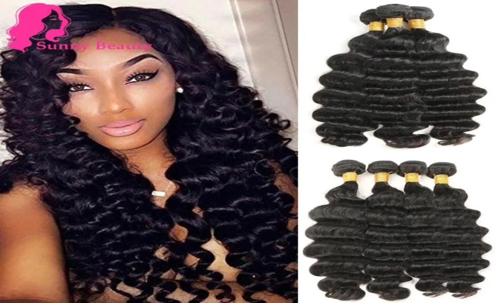 Indian Loose Deep Curly Remy Human Hairs 3 4 Bunds Rabake Brasilianska peruanska malaysiska råa Indien Deepwave Hårförlängningar Super82581845