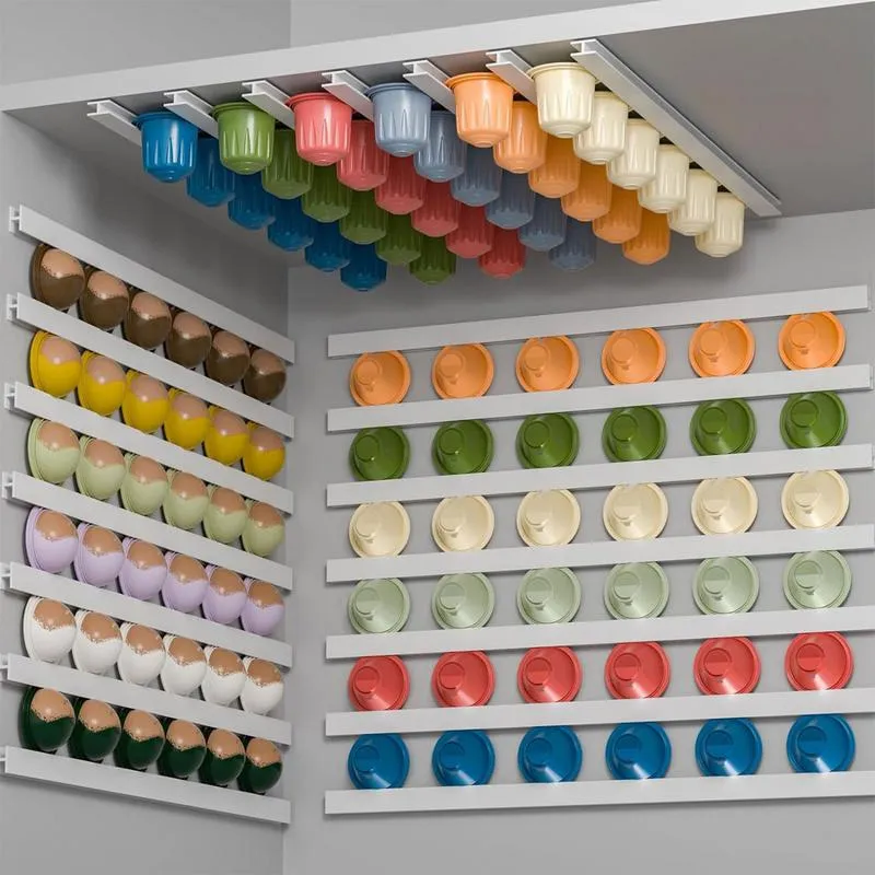 DHgate NEW 12 Piece Adhesive Wall Mounted Coffee Pod Holder with Rustproof Coating for Easy Pod Storage in Kitchen Home Garden