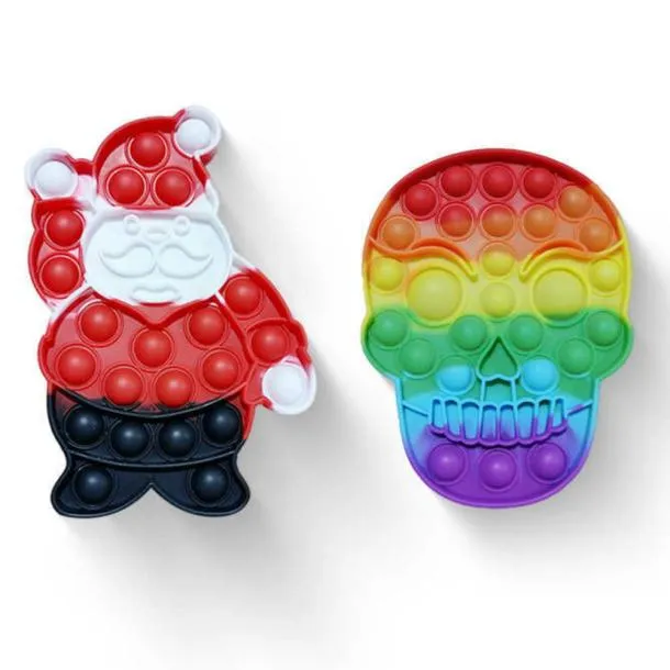 Sensory Toys Santa Claus Rainbow Skull Christmas Halloween Series Children's Wisdom Bubble Toy Party Gifts Push Puzzle Decoration G78113S5200346