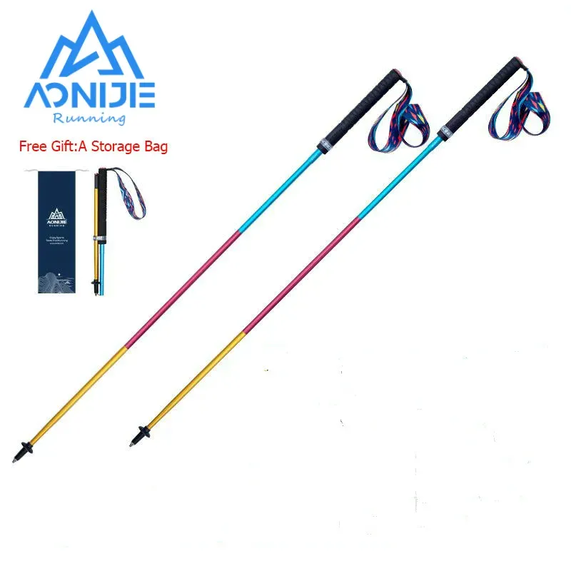 Poles 2pcs Aonijie E4201 Lightweight Folding Collapsible Quick Lock Trekking Pole Hiking Pole Trail Running Walking Stick Carbon Fiber