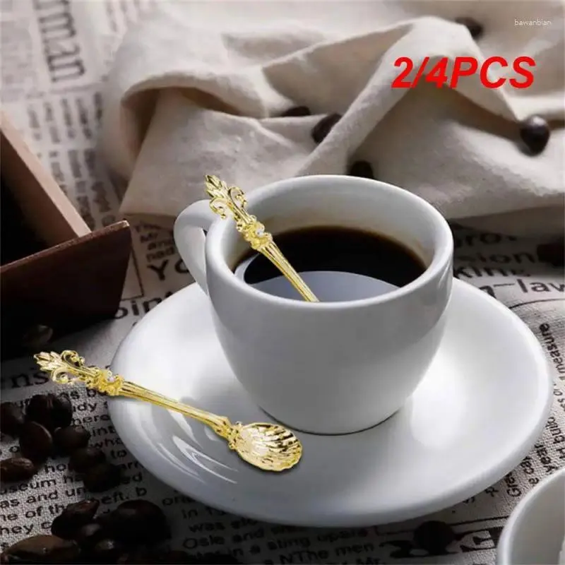 Spoons 2/4PCS Arabian Style Stainless Steel Durable Kitchen Dessert Spoon Practical Household Tool Coffee Portable Fashion Iris Simple