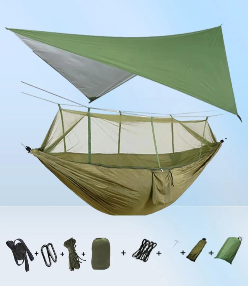 Camping extérieur imperméable antichosquito hamac + ciel sn canopée hamac de camping sauvage swing aérien accueillant 8606290