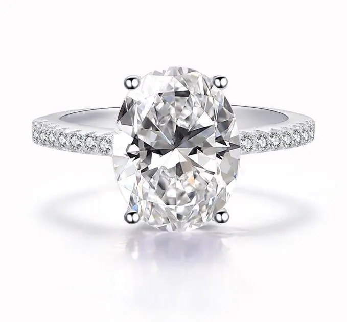 Intero classico 925 anello sterling in argento set ovale taglio 3ct diamond gz anelli della merda nuziale per donne bijoux5722889